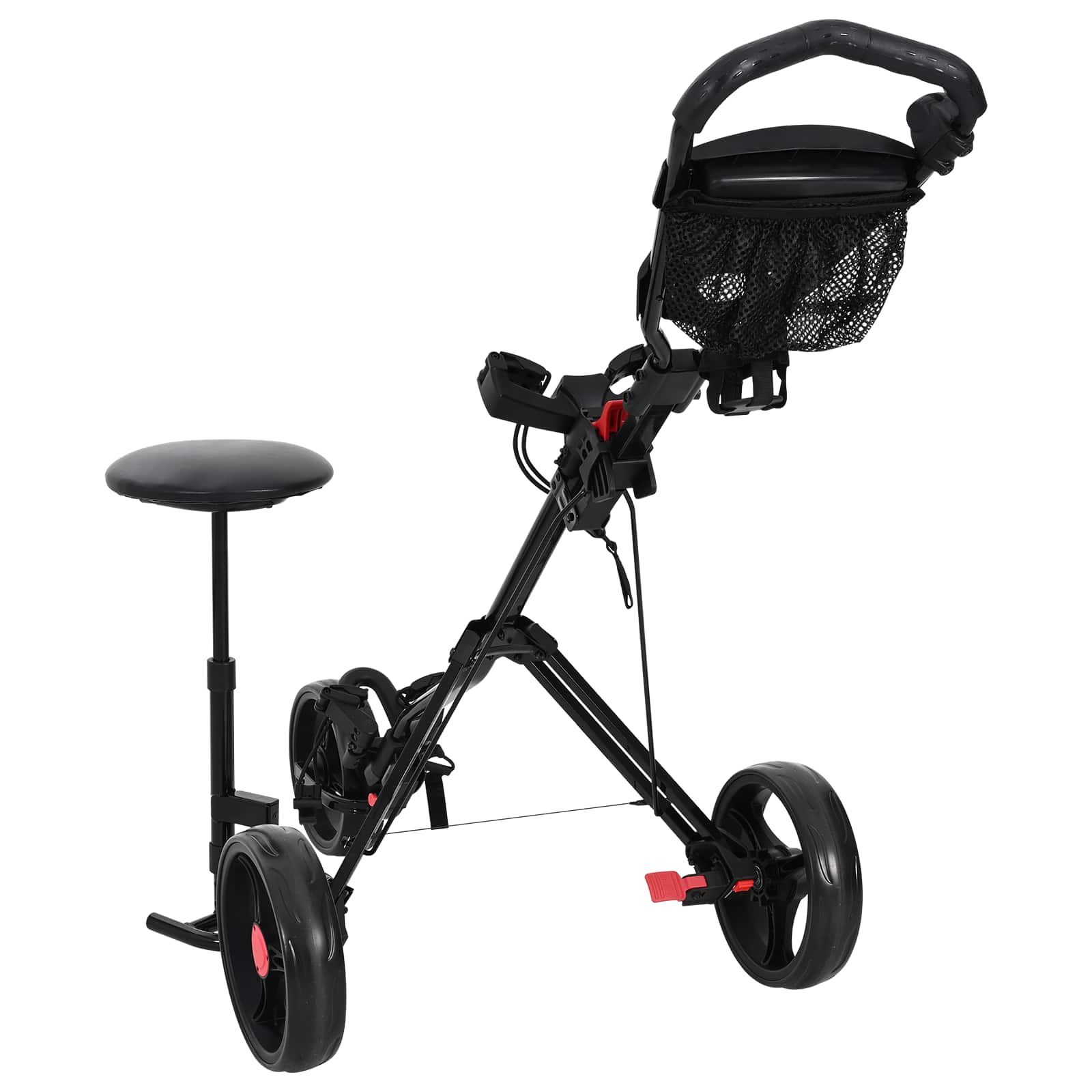 vidaXL Wózek golfowy z siedziskiem Czarny 95 x 69 x 114 cm Żelazo