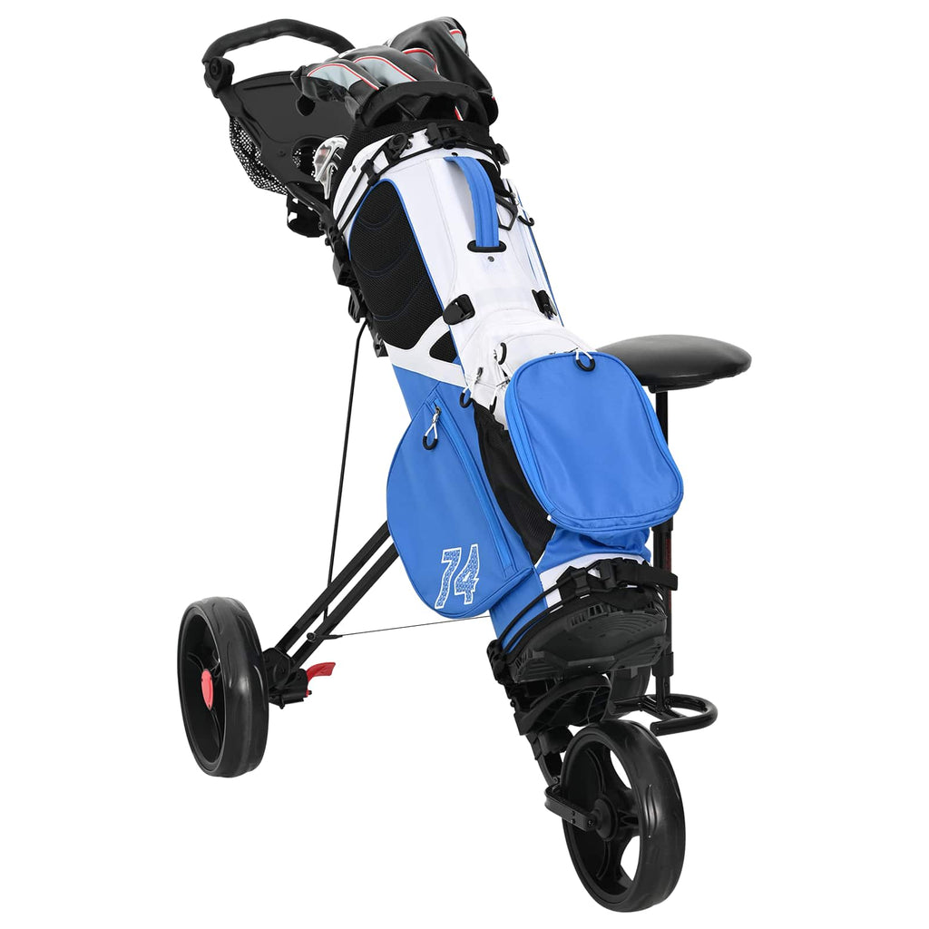 vidaXL Wózek golfowy z siedziskiem Czarny 95 x 69 x 114 cm Żelazo