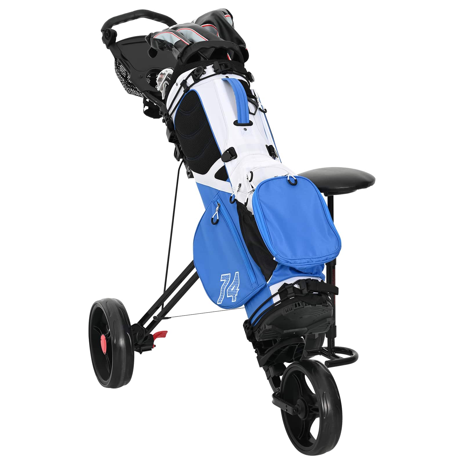 vidaXL Wózek golfowy z siedziskiem Czarny 95 x 69 x 114 cm Żelazo