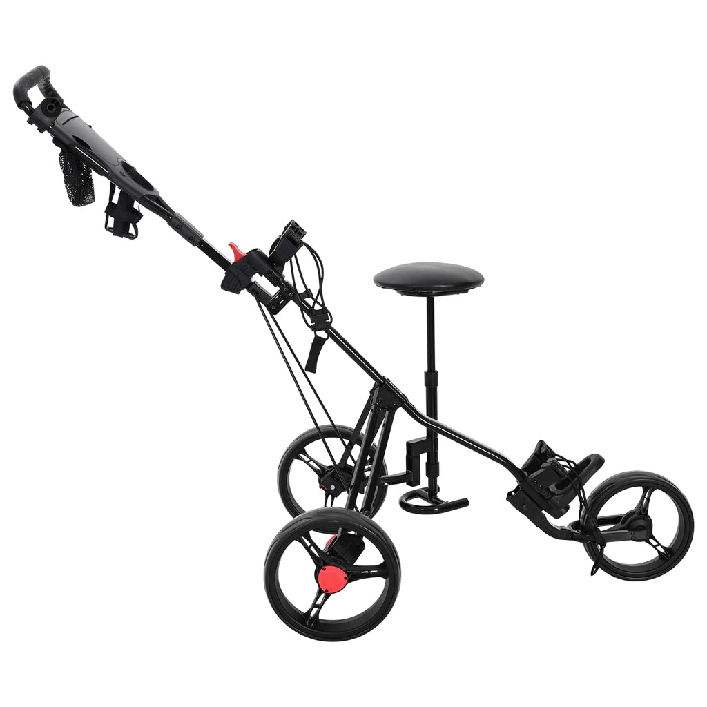 vidaXL Wózek golfowy z siedziskiem Czarny 95 x 69 x 114 cm Żelazo