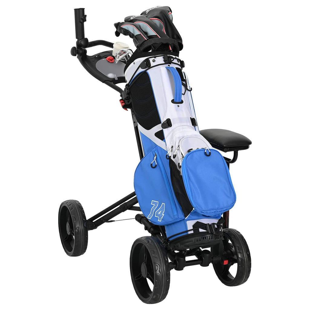 vidaXL Wózek golfowy z siedziskiem Czarny Aluminium Składany