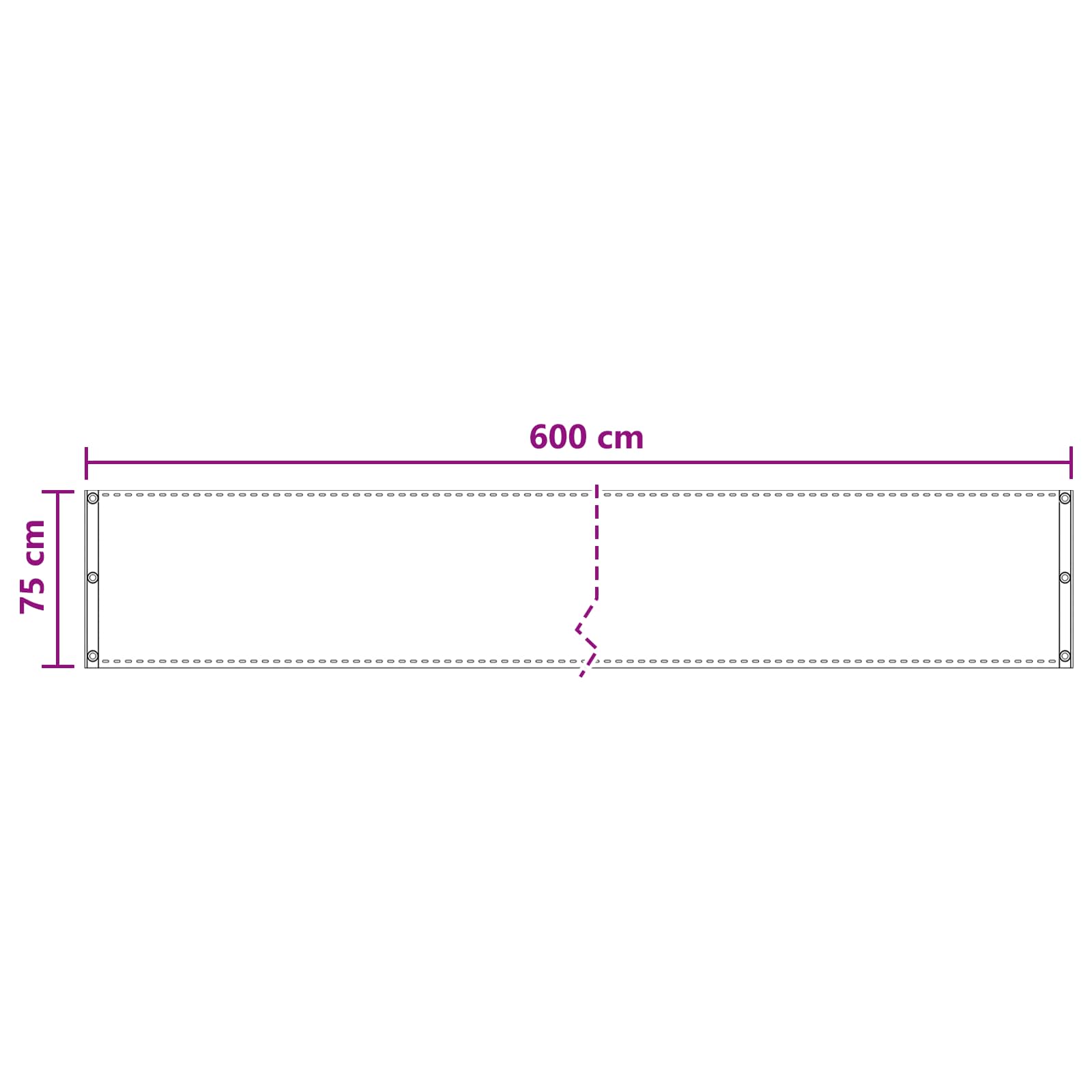 vidaXL Ekran balkonowy piaskowy 75 x 600 cm HDPE i aluminium