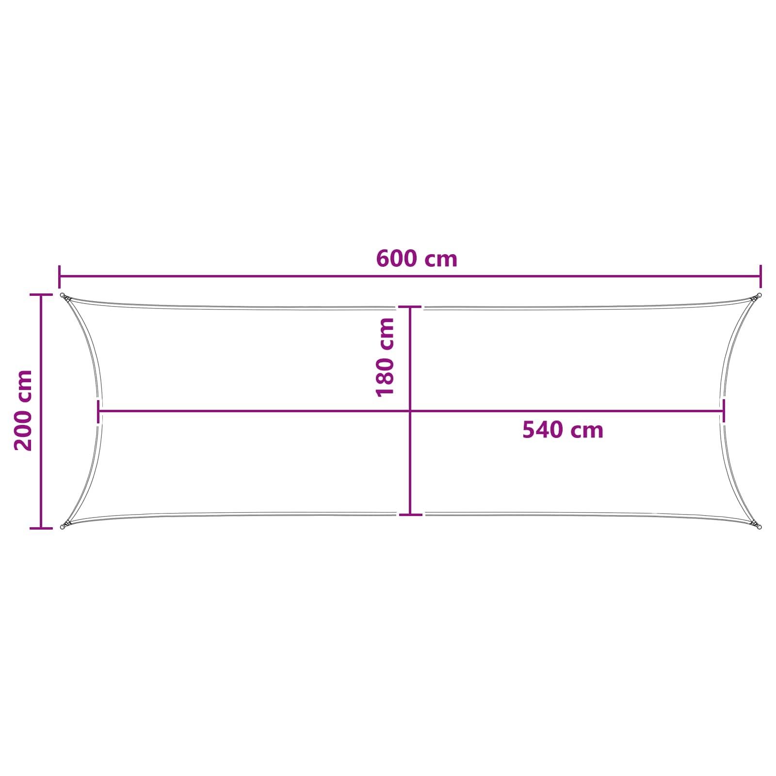 vidaXL Żagiel przeciwsłoneczny 2 x 6 m HDPE Prostokątny Biały