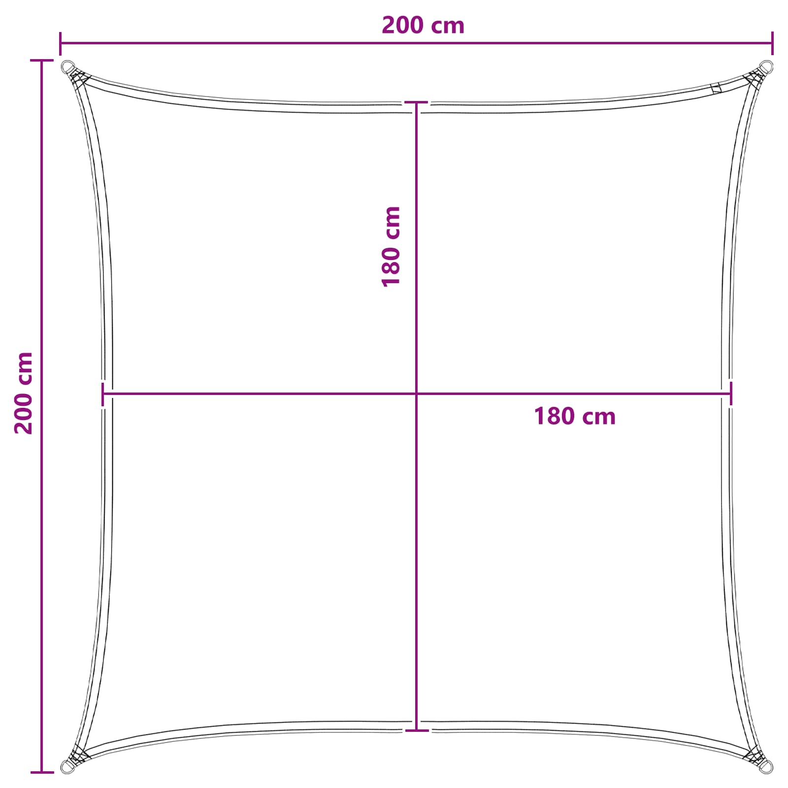 vidaXL Żagiel przeciwsłoneczny Antracytowy i biały 2 x 2 m HDPE
