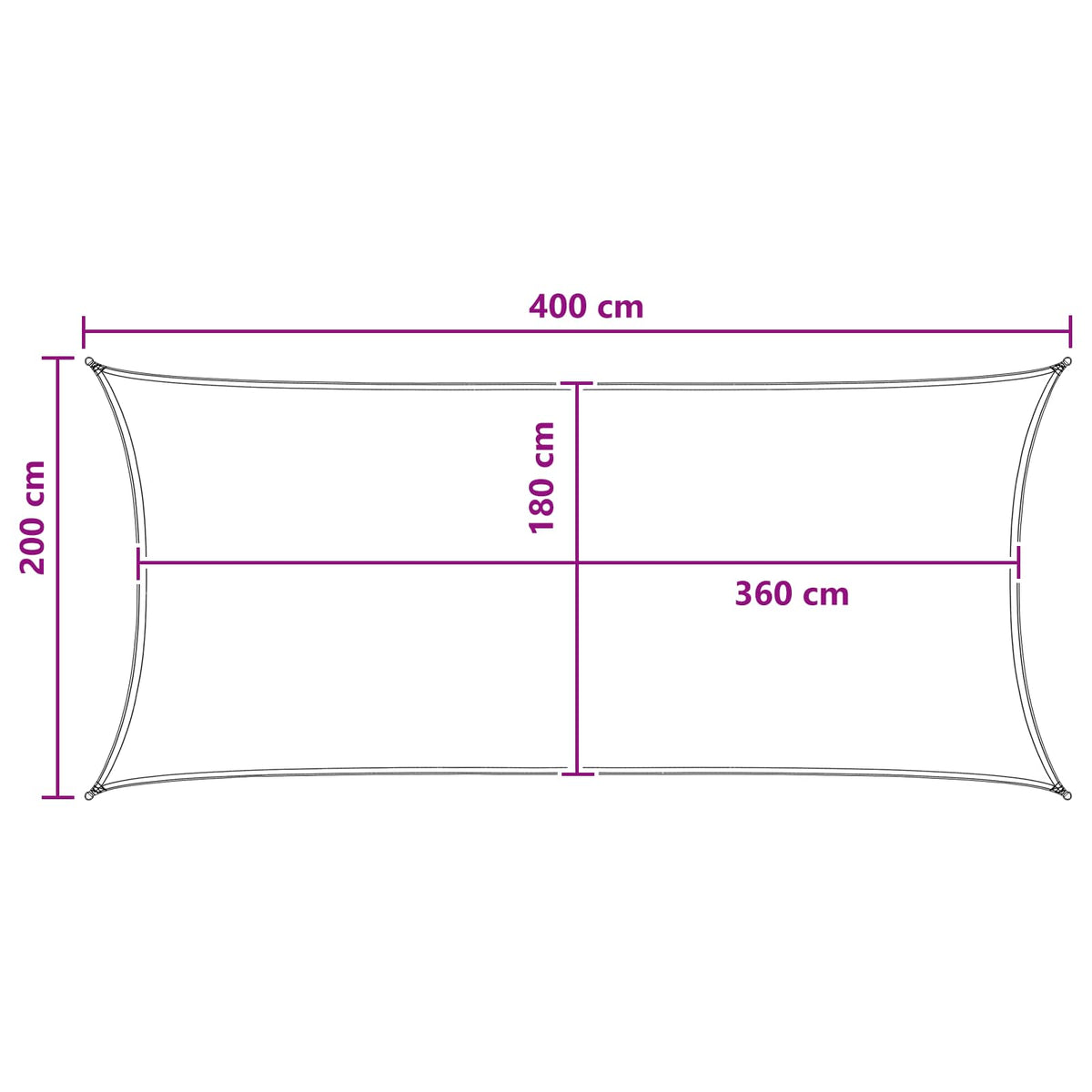 vidaXL Żagiel przeciwsłoneczny Prostokątny 2 x 4 m HDPE Żółty i Biały