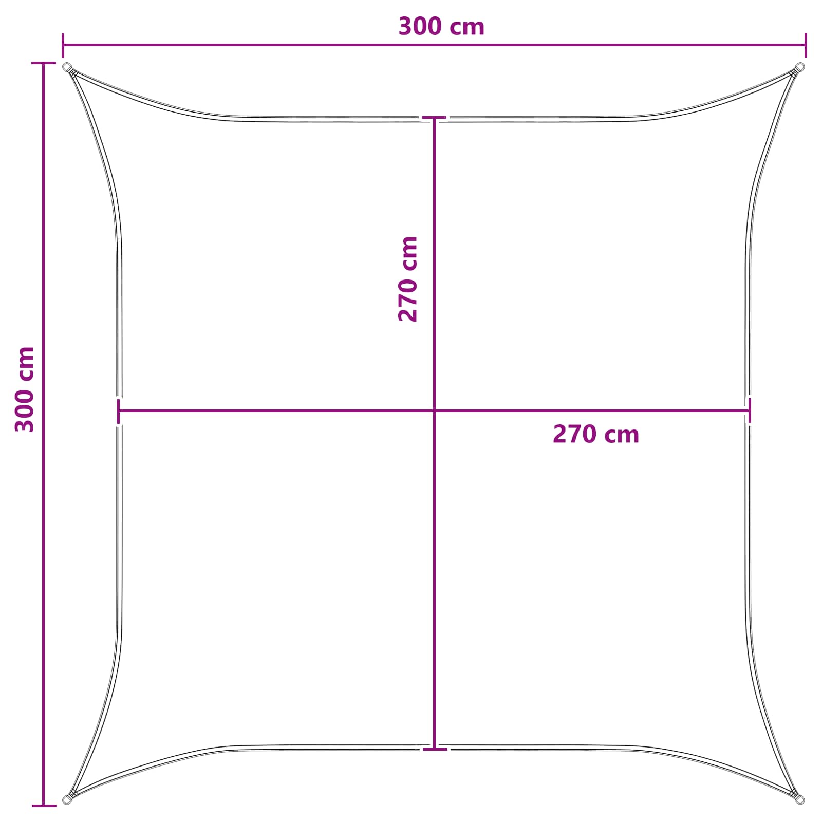 vidaXL Żagiel przeciwsłoneczny Niebieski i biały 3 x 3 m HDPE