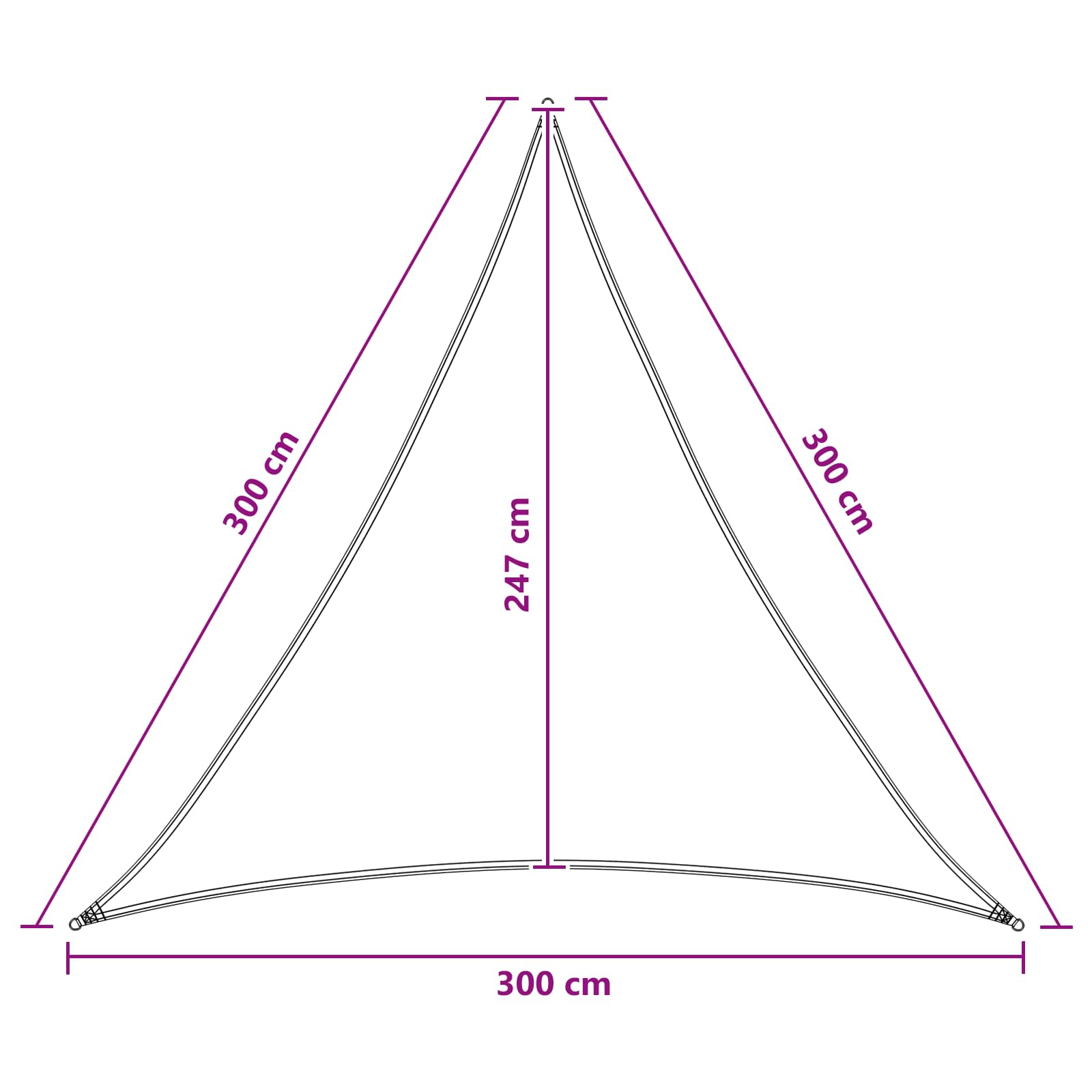 vidaXL Żagiel przeciwsłoneczny 3 x 3 x 3 m HDPE