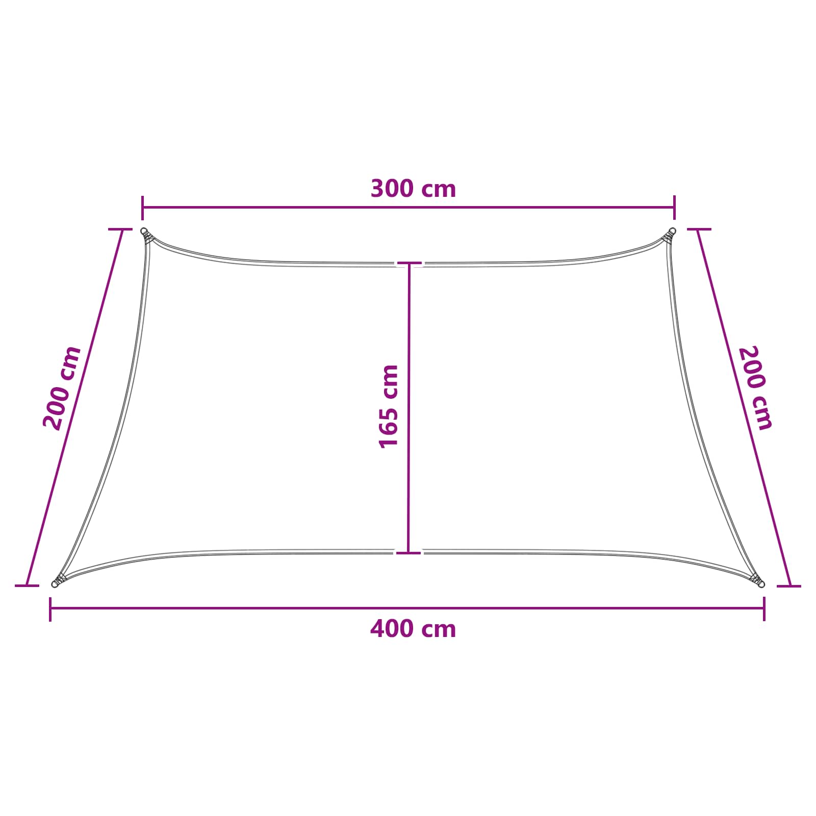 vidaXL Żagiel przeciwsłoneczny Jasnoszary i biały. 3 / 4 x 2 m HDPE