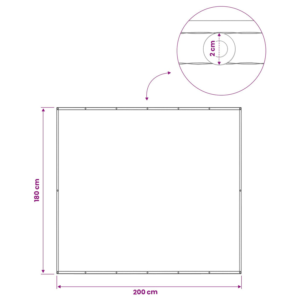 vidaXL Ekran Prywatności Balkonowej 180 x 200 cm Tkanina z powłoką PU