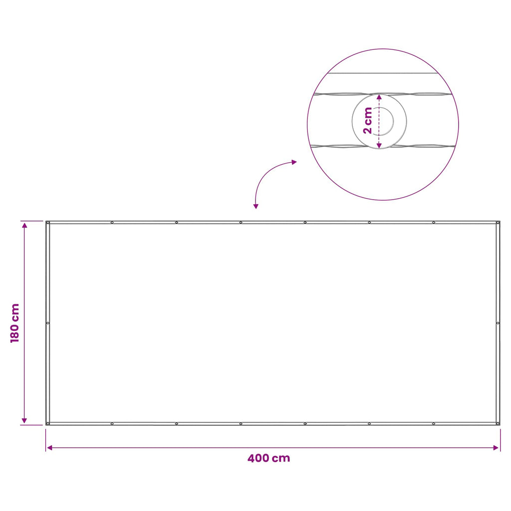 vidaXL Ekran Prywatności Balkonowej 180 x 400 cm Tkanina z powłoką PU