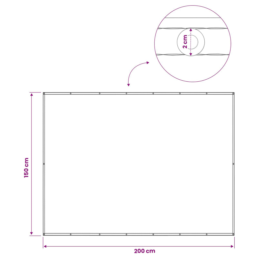 vidaXL Ekran Prywatności Balkonowej 150 x 200 cm Tkanina z powłoką PU