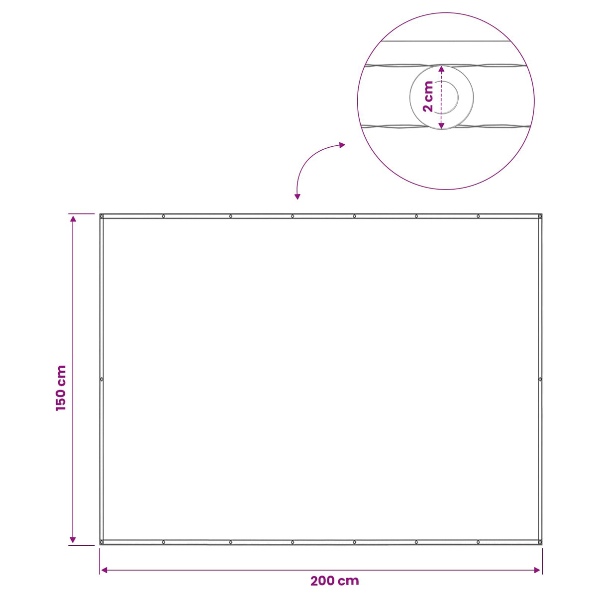 vidaXL Ekran Prywatności Balkonowej 150 x 200 cm Tkanina z powłoką PU