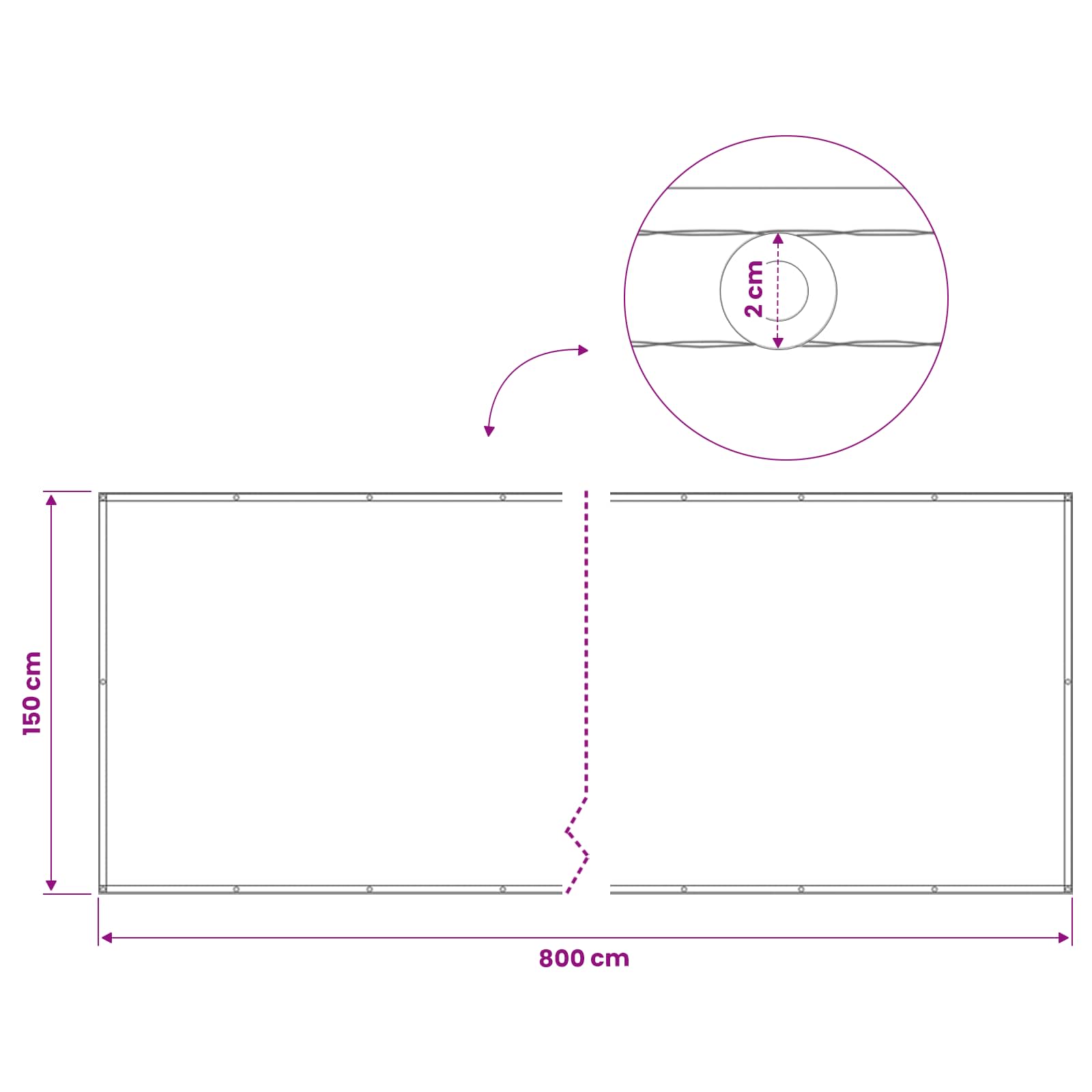 vidaXL Ekran Prywatności Balkonowej 150 x 800 cm Tkanina z powłoką PU