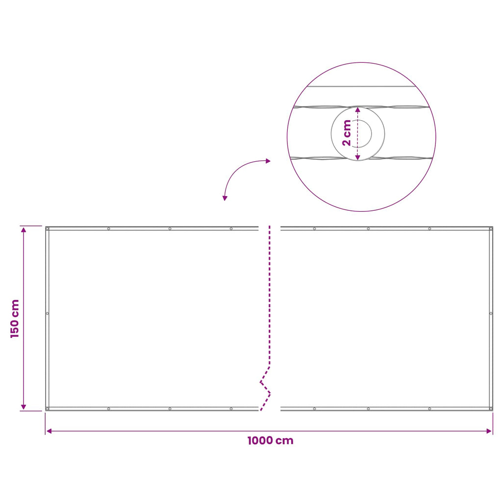 vidaXL Ekran Prywatności Balkonowej 150 x 1000 cm Tkanina z powłoką PU