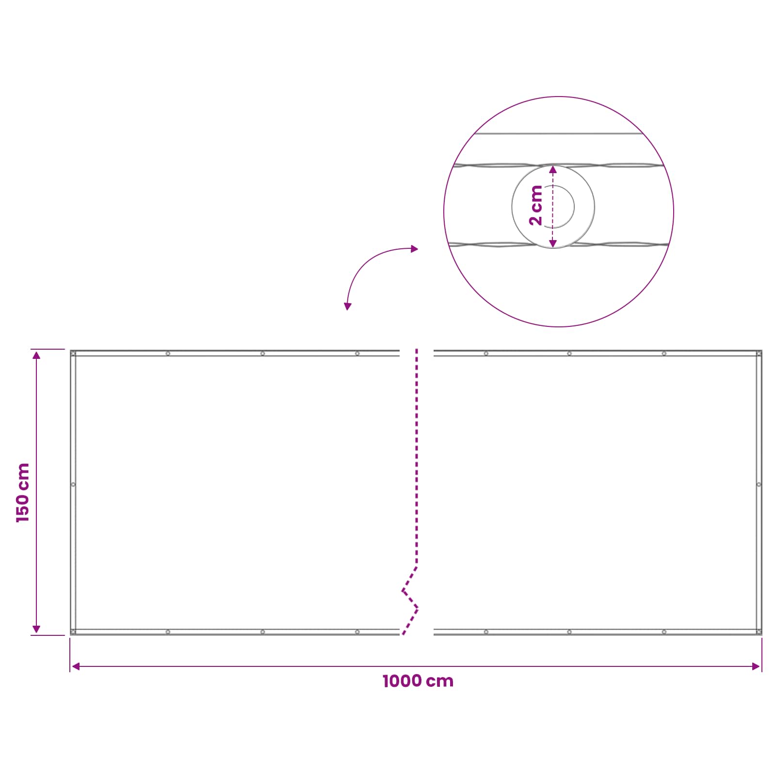vidaXL Ekran Prywatności Balkonowej 150 x 1000 cm Tkanina z powłoką PU