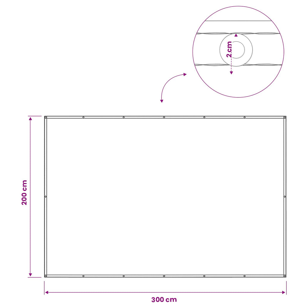 vidaXL Ekran Prywatności Balkonowej 200 x 300 cm Tkanina z powłoką PU