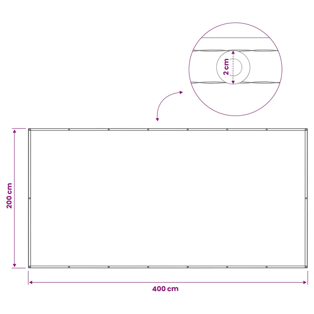vidaXL Ekran Prywatności Balkonowej 200 x 400 cm Tkanina z powłoką PU
