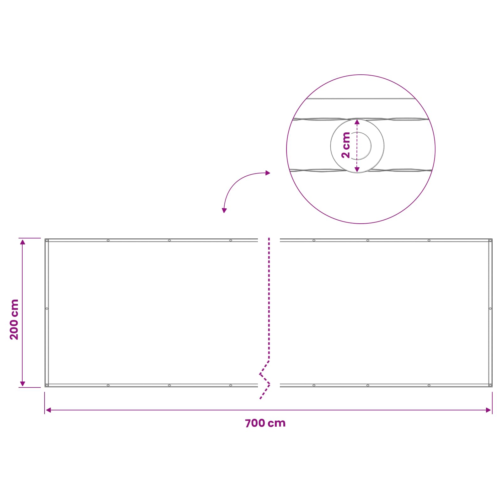 vidaXL Ekran Prywatności Balkonowej 200 x 700 cm Tkanina z powłoką PU