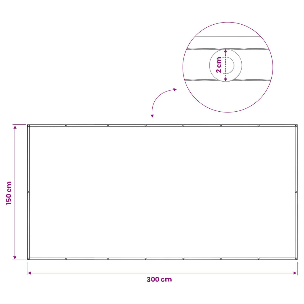 vidaXL Ekran Prywatności Balkonowej 150 x 300 cm Tkanina z powłoką PU