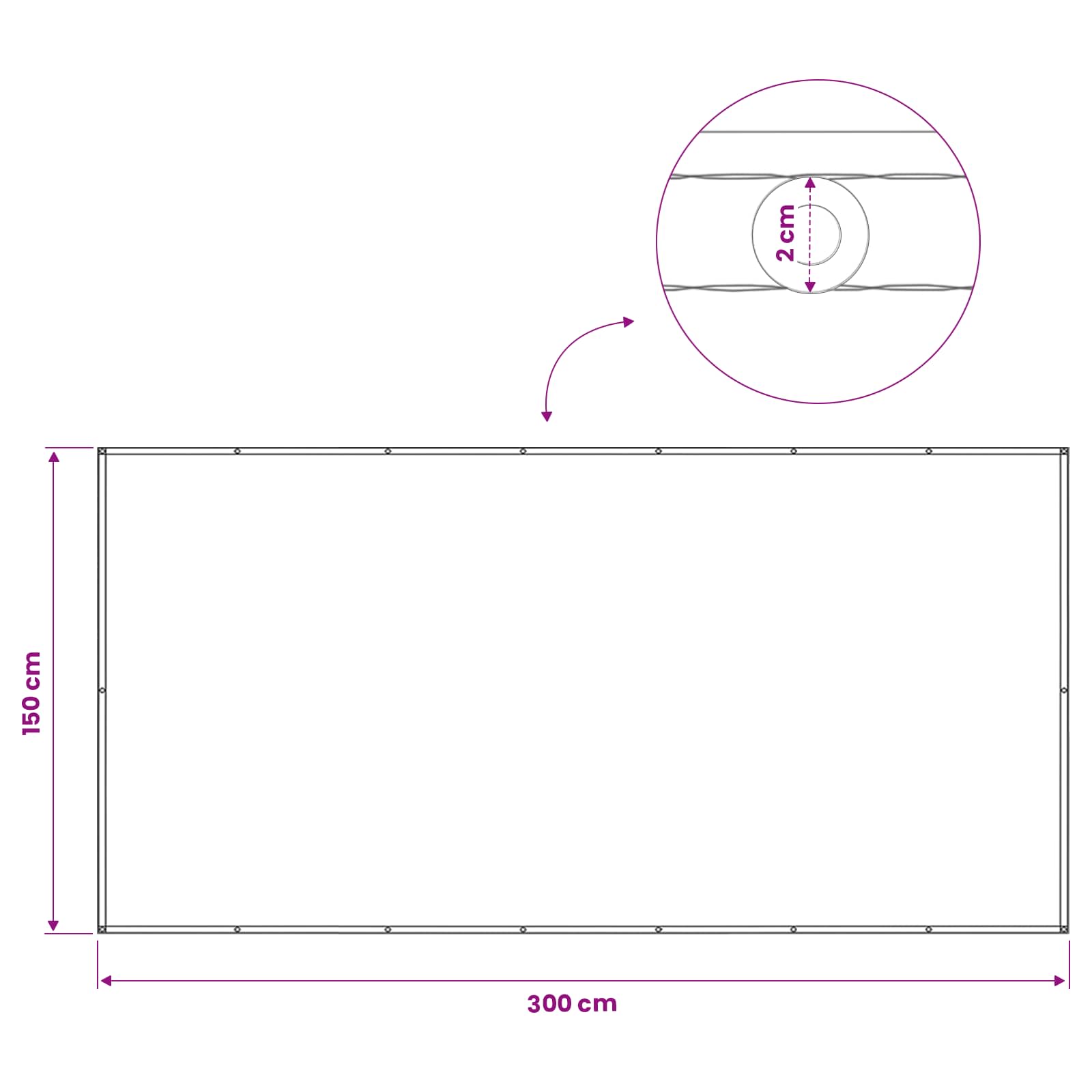 vidaXL Ekran Prywatności Balkonowej 150 x 300 cm Tkanina z powłoką PU