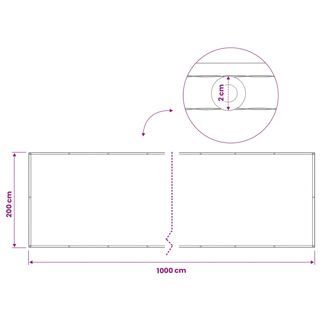 vidaXL Ekran Prywatności Balkonowej 200 x 1000 cm Tkanina z powłoką PU