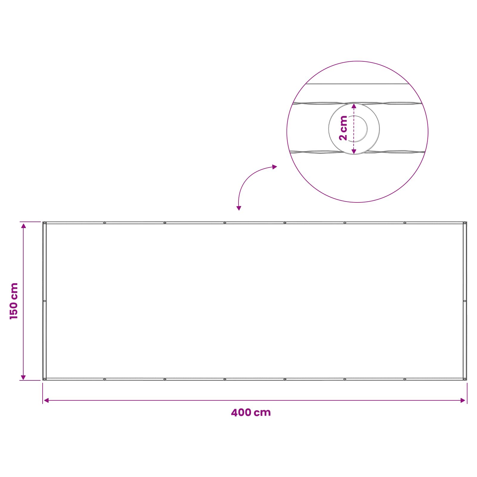 vidaXL Ekran Prywatności Balkonowej 150 x 400 cm Tkanina z powłoką PU