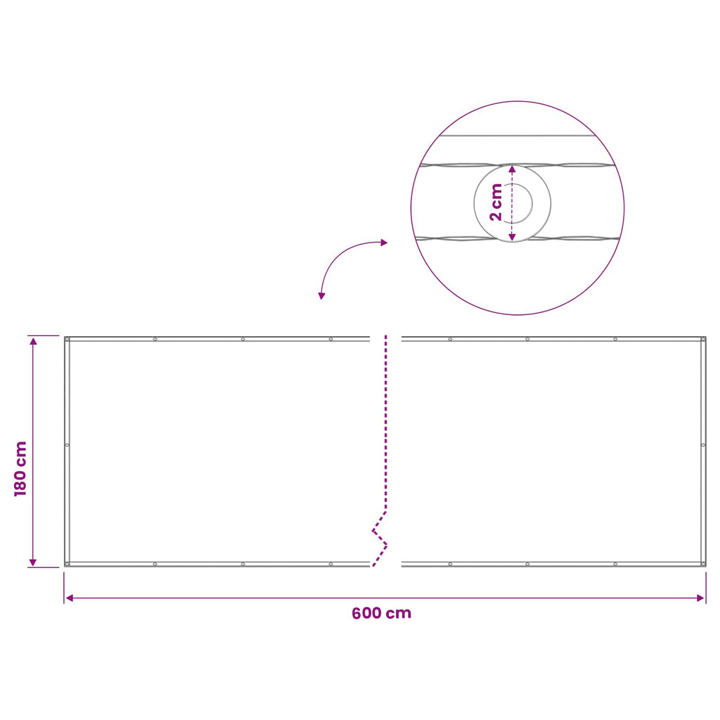 vidaXL Ekran Prywatności Balkonowej 180 x 600 cm Tkanina z powłoką PU