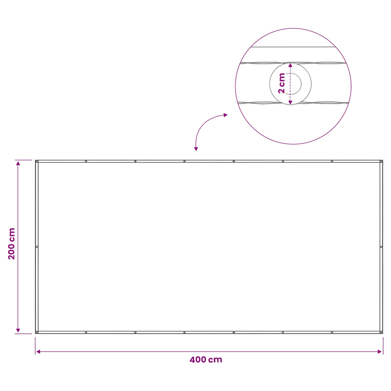 vidaXL Ekran Prywatności Balkonowej 200 x 400 cm Tkanina z powłoką PU