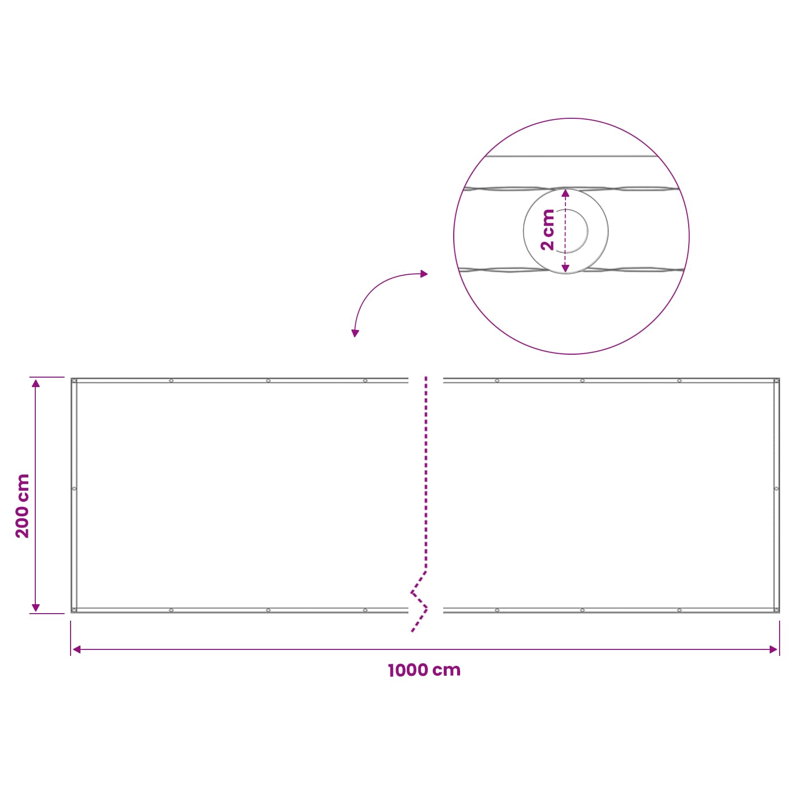 vidaXL Ekran Prywatności Balkonowej 200 x 1000 cm Tkanina z powłoką PU