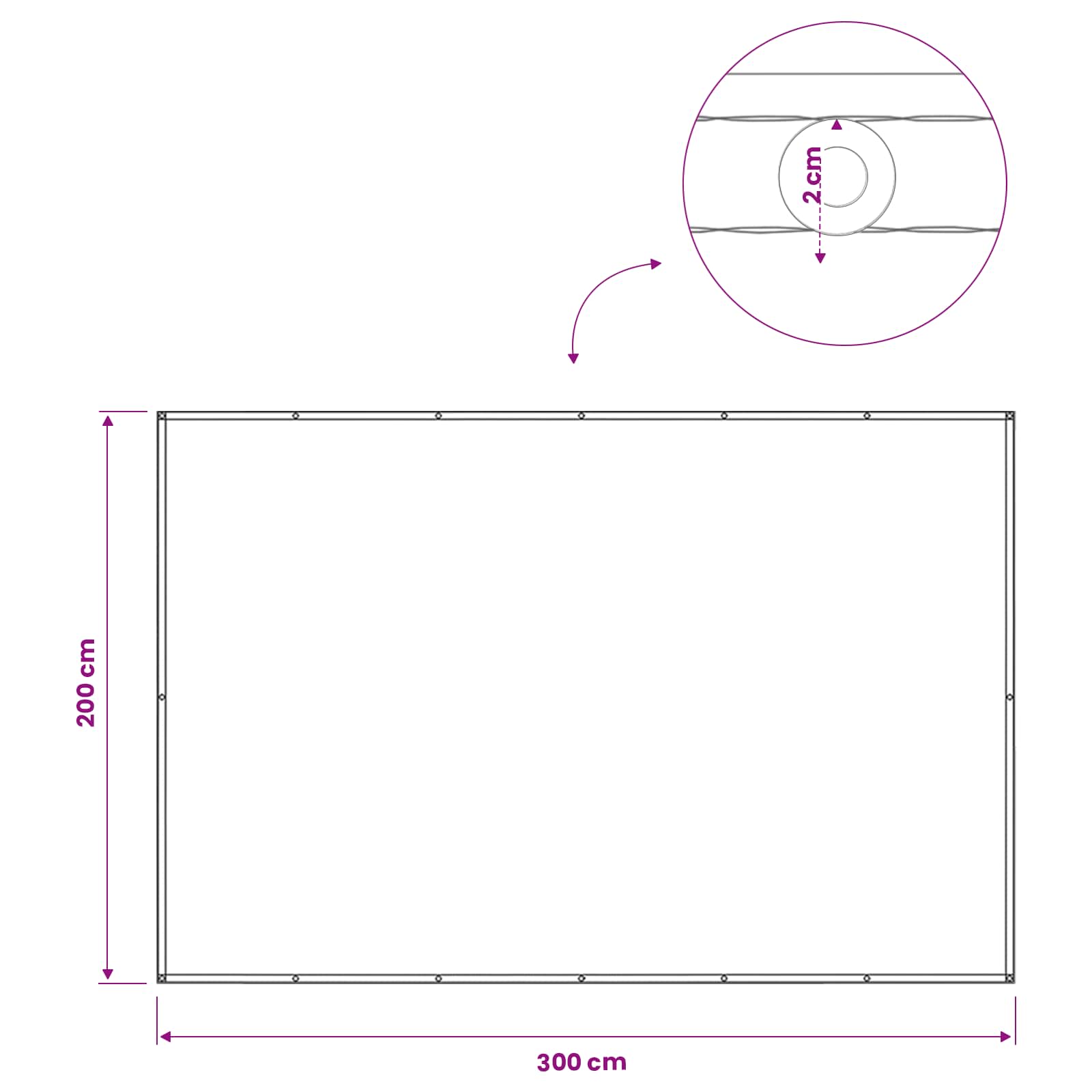 vidaXL Ekran Prywatności Balkonowej 200 x 300 cm Tkanina z powłoką PU