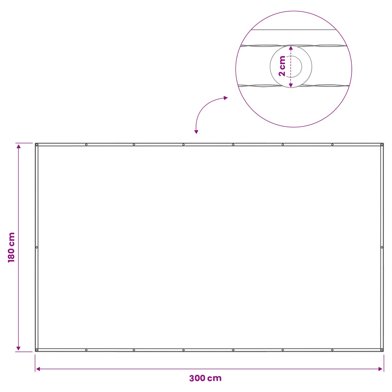 vidaXL Ekran Prywatności Balkonowej 180 x 300 cm Tkanina z powłoką PU