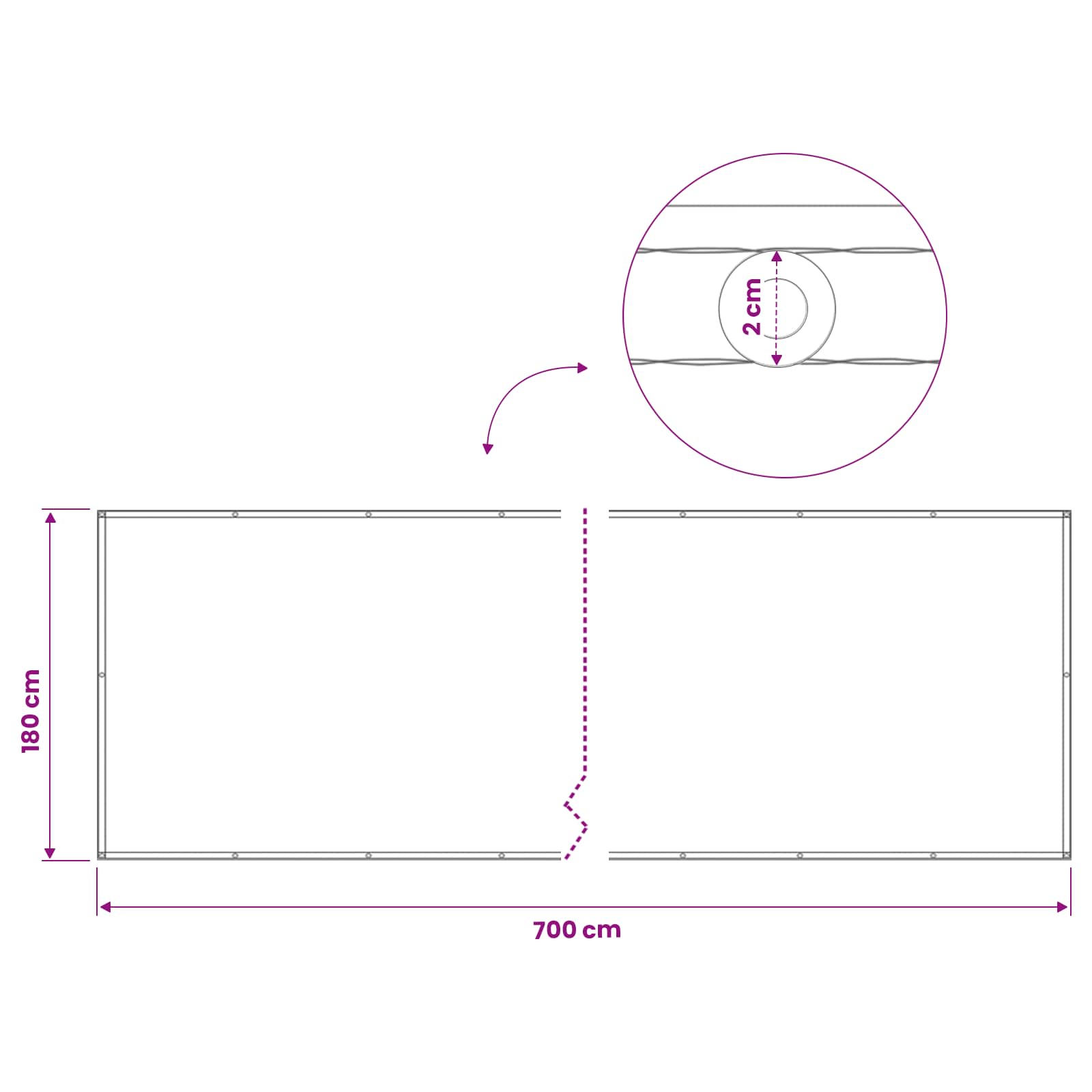 vidaXL Ekran Prywatności Balkonowej 180 x 700 cm Tkanina z powłoką PU