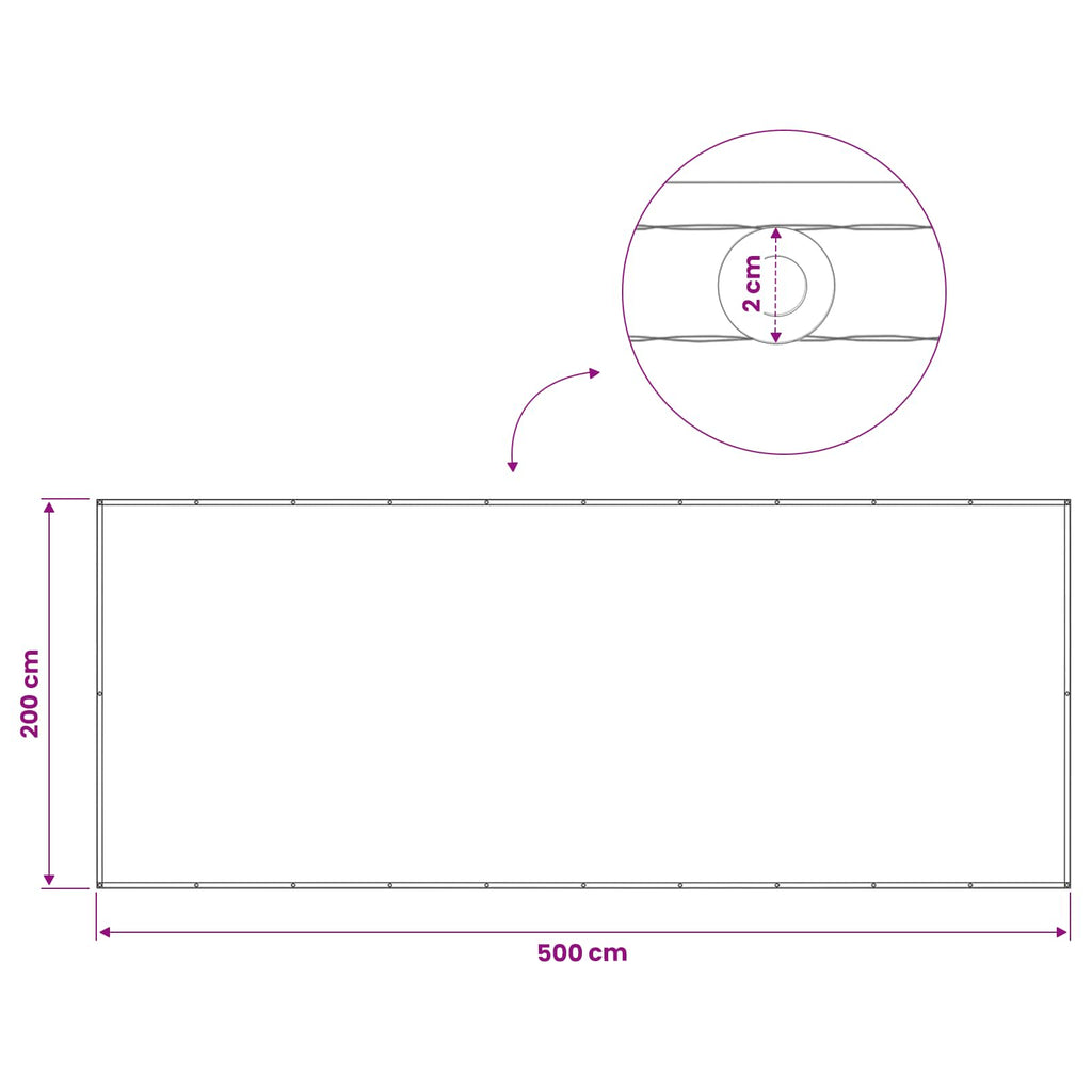 vidaXL Ekran Prywatności Balkonowej 200 x 500 cm Tkanina z powłoką PU