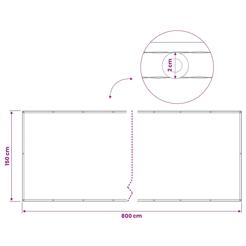 vidaXL Ekran Prywatności Balkonowej 150 x 800 cm Tkanina z powłoką PU