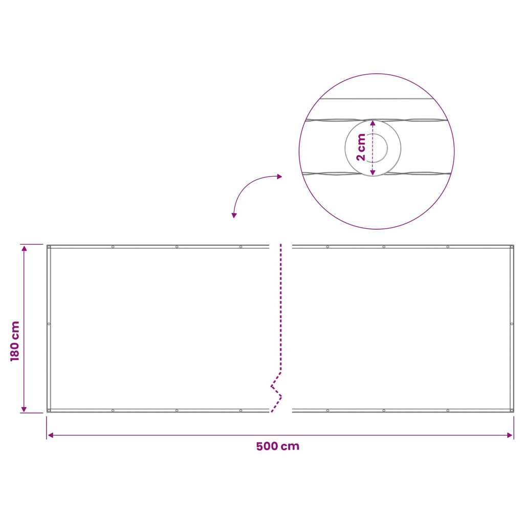 vidaXL Ekran Prywatności Balkonowej 180 x 500 cm Tkanina z powłoką PU