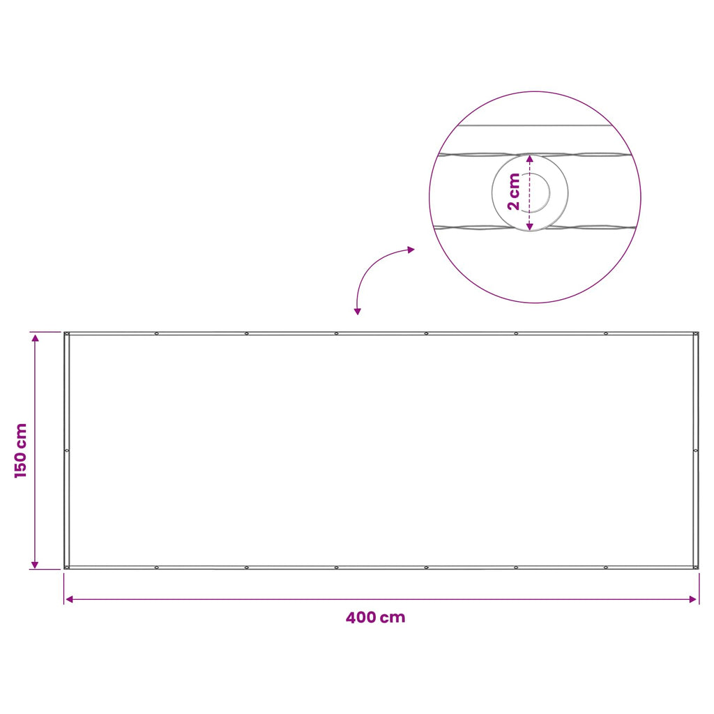 vidaXL Ekran Prywatności Balkonowej 150 x 400 cm Tkanina z powłoką PU
