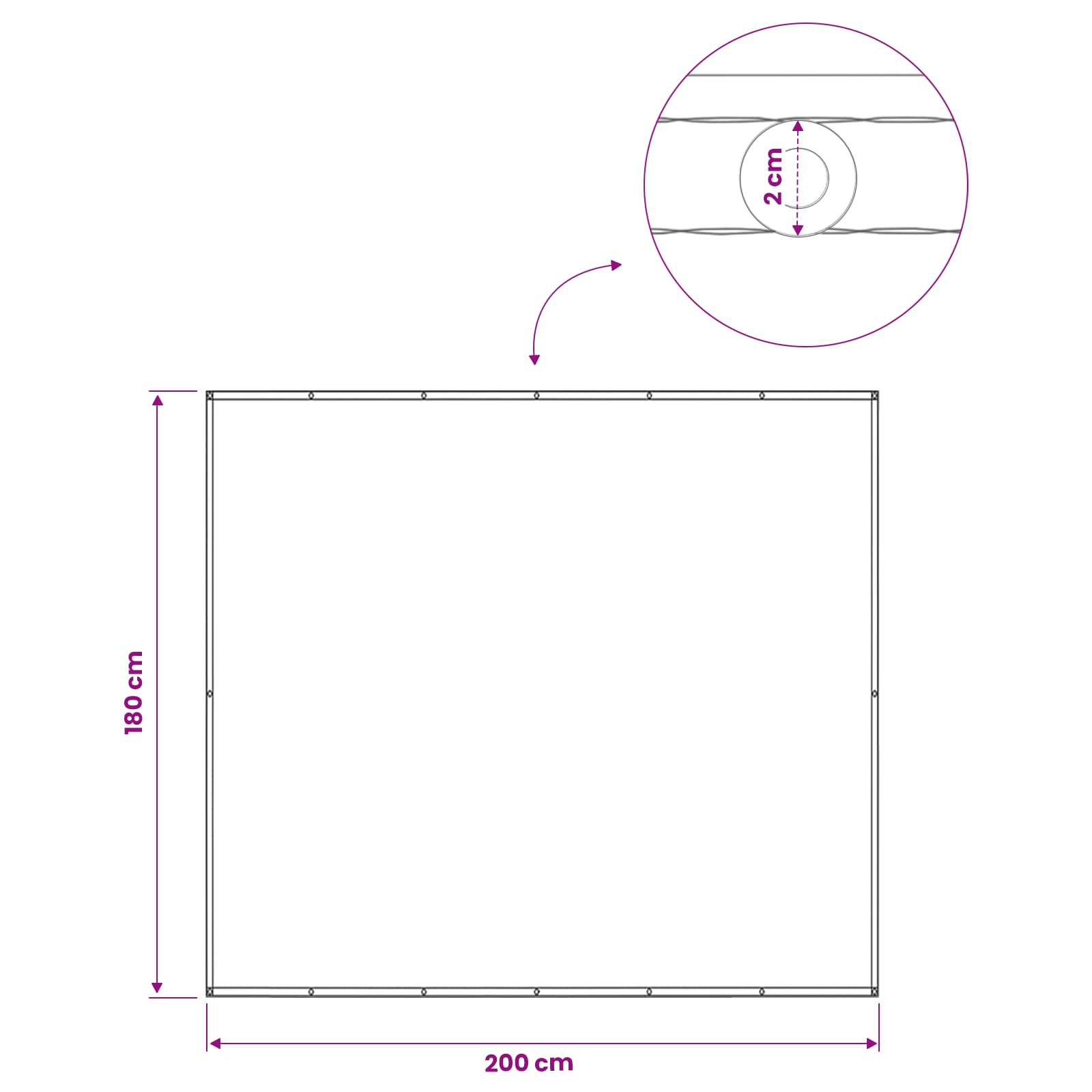 vidaXL Ekran Prywatności Balkonowej 180 x 200 cm Tkanina z powłoką PU
