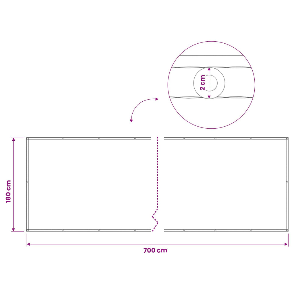 vidaXL Ekran Prywatności Balkonowej 180 x 700 cm Tkanina z powłoką PU