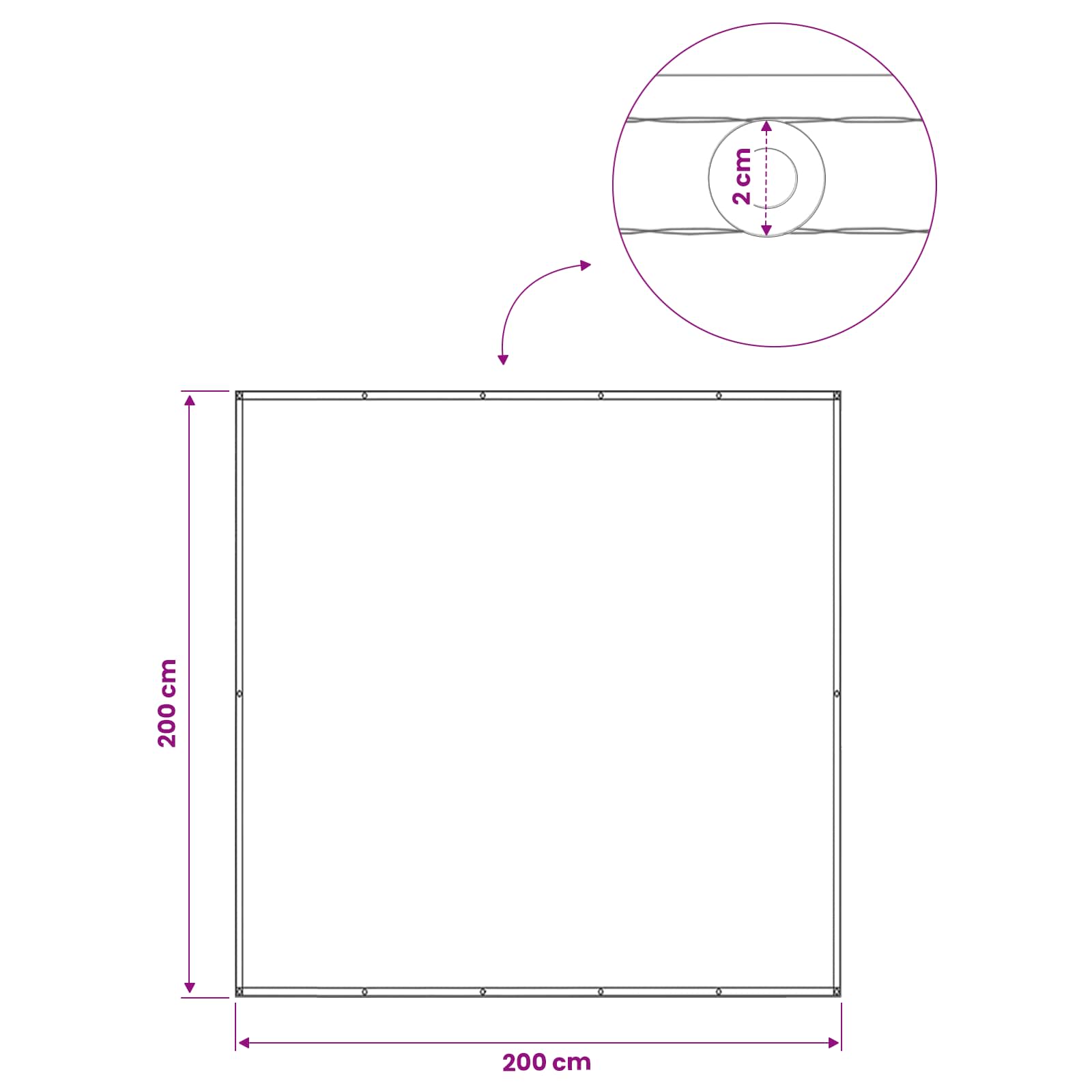 vidaXL Ekran Prywatności Balkonowej 200 x 200 cm Tkanina z powłoką PU