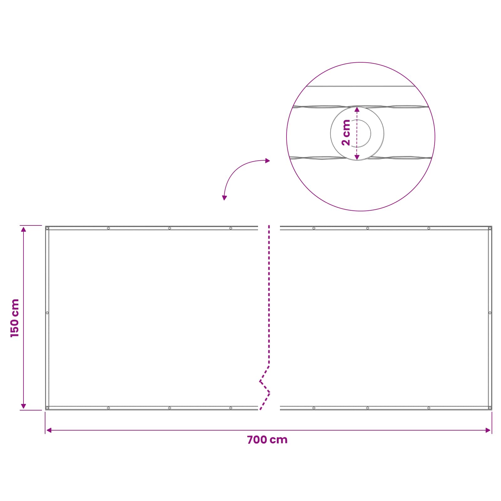 vidaXL Ekran Prywatności Balkonowej 150 x 700 cm Tkanina z powłoką PU