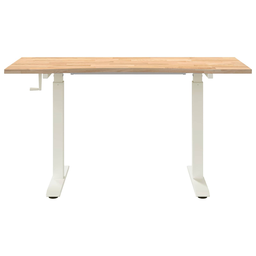 vidaXL Biurko z przechowywaniem Biały i naturalny 140 x 60 cm Dąb lite