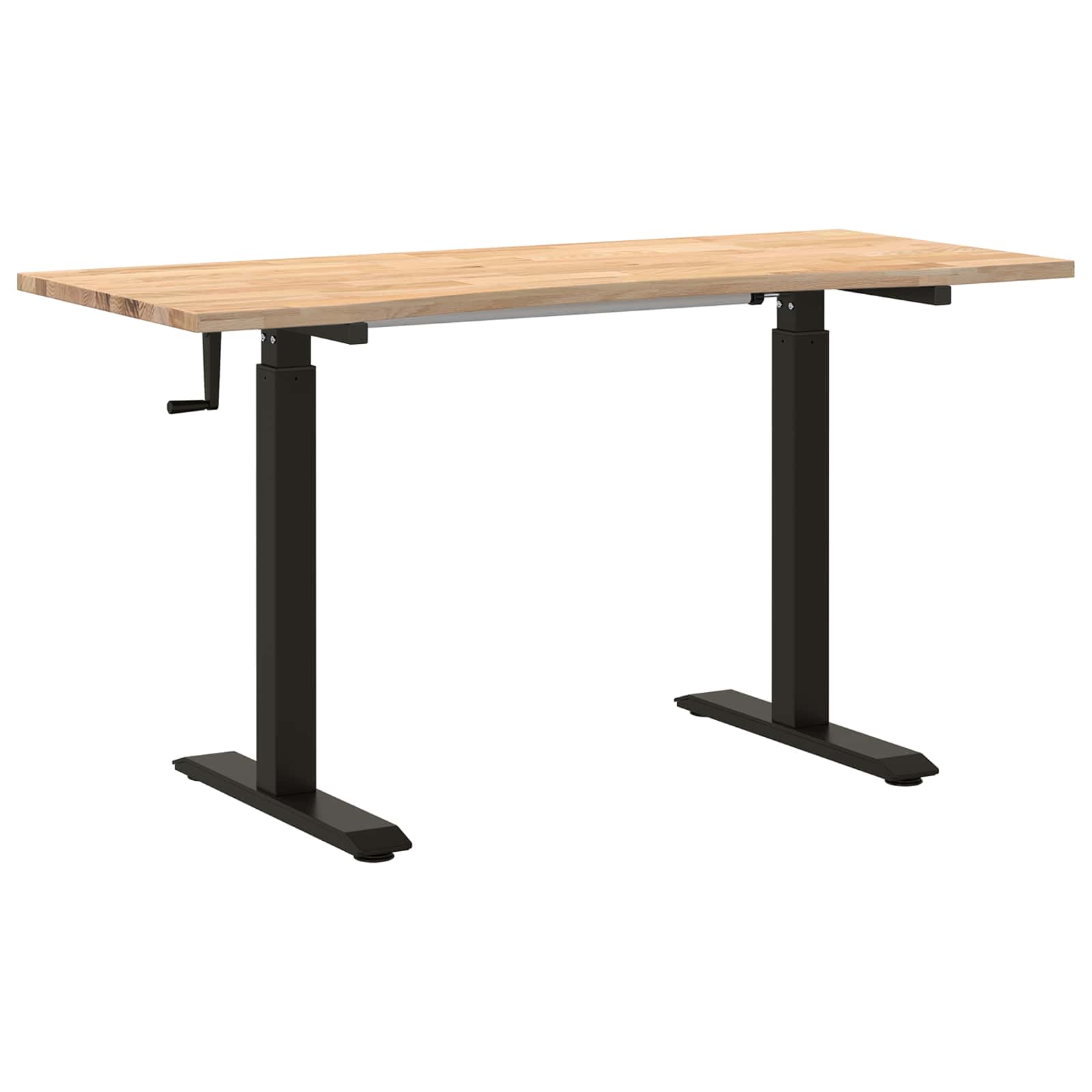 vidaXL Biurko Czarny i naturalny 140 x 60 cm Dąb lite