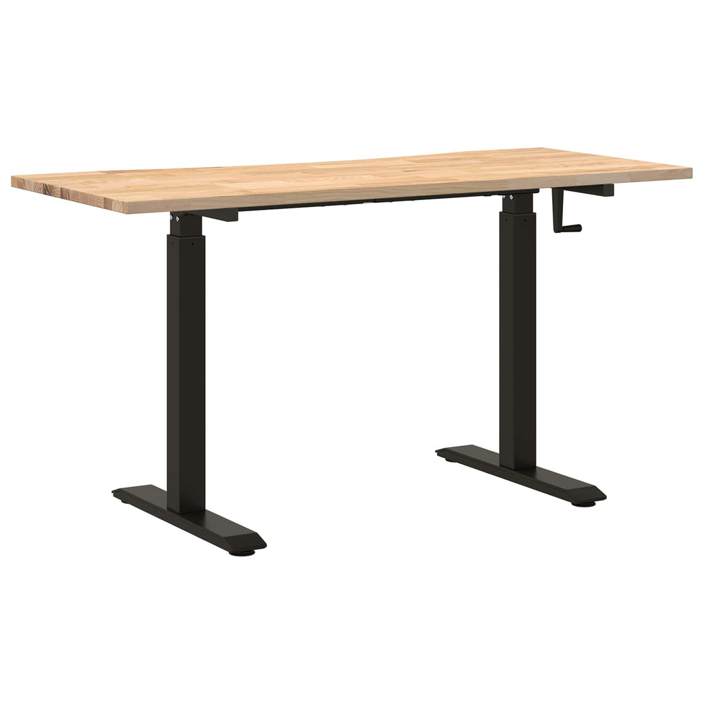 vidaXL Biurko Czarny i naturalny 140 x 60 cm Dąb lite