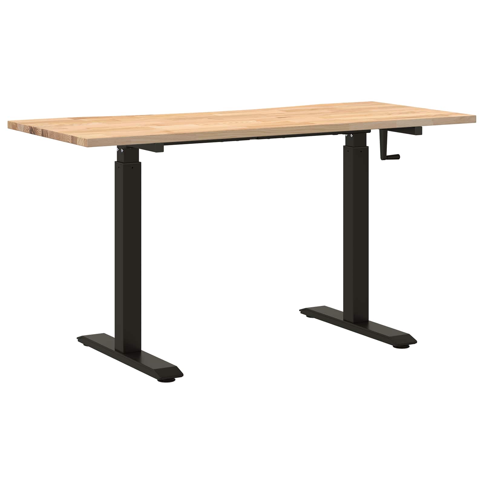 vidaXL Biurko Czarny i naturalny 140 x 60 cm Dąb lite