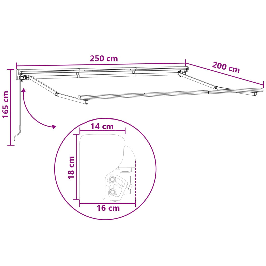 vidaXL Markiza wysuwana piaskowy 2,5 x 2 m Poliester i aluminium