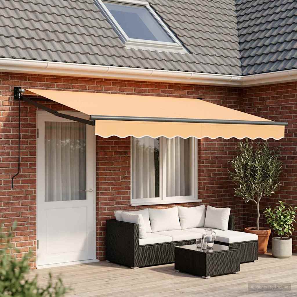 vidaXL Markiza wysuwana piaskowy 5 x 3 m 100% Poliester i Aluminium