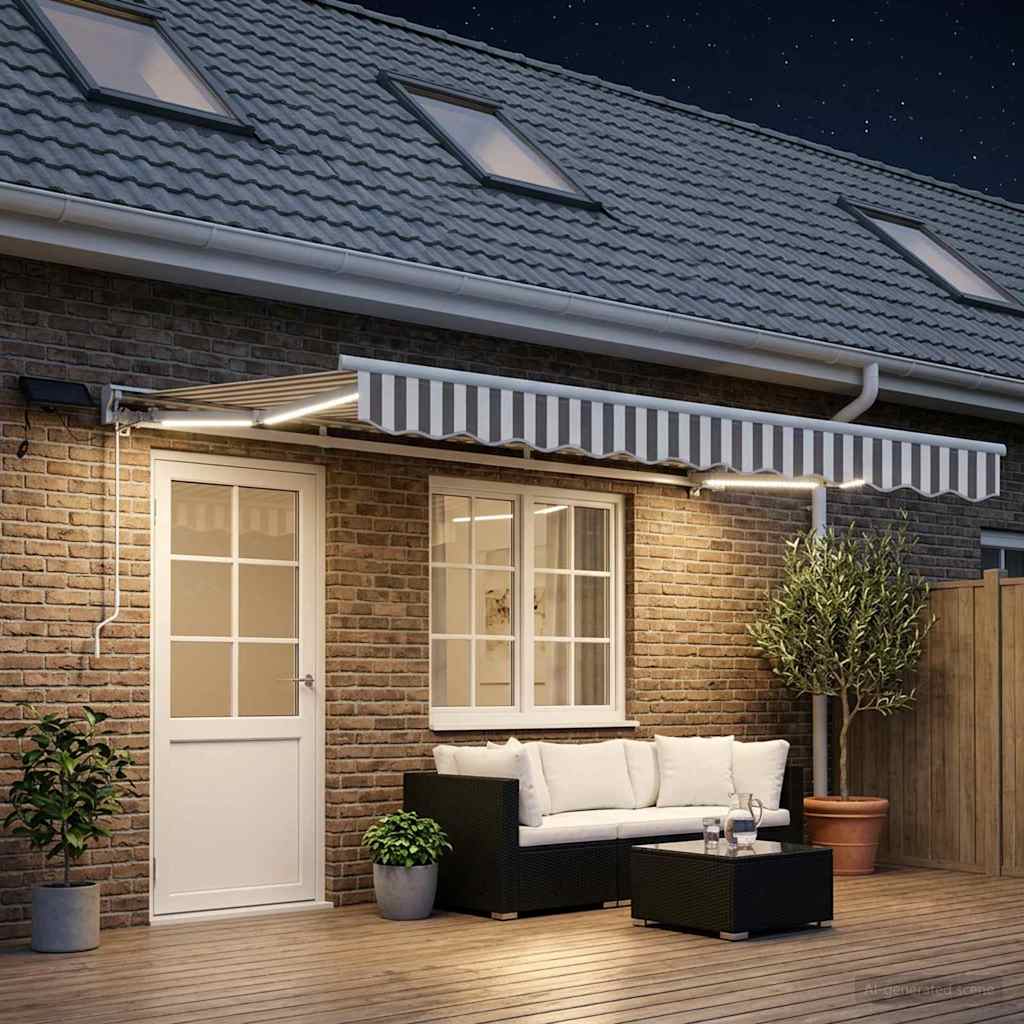 vidaXL Ręczny ramowy zewnętrzny markizowy z LED 4 x 2 m