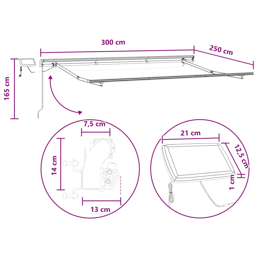 vidaXL Markiza wysuwana piaskowy 300 x 250 cm Tkanina i aluminium