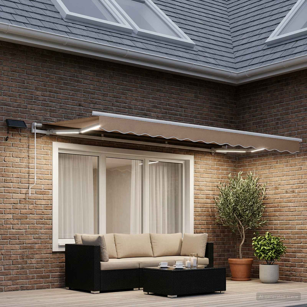 vidaXL Markiza wysuwana Szarobeżowy 350 x 250 cm Tkanina i aluminium