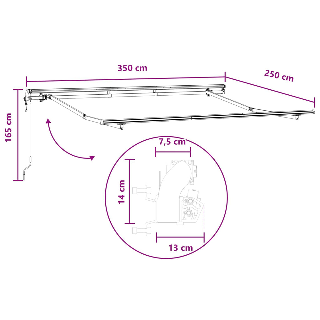 vidaXL Markiza wysuwana Jasnoszary i biały. 350 x 250 cm